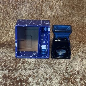 Porcelain Oil Burner Black Blue & Brown W/ 1 Tealight & Small Starter Oil Ocean